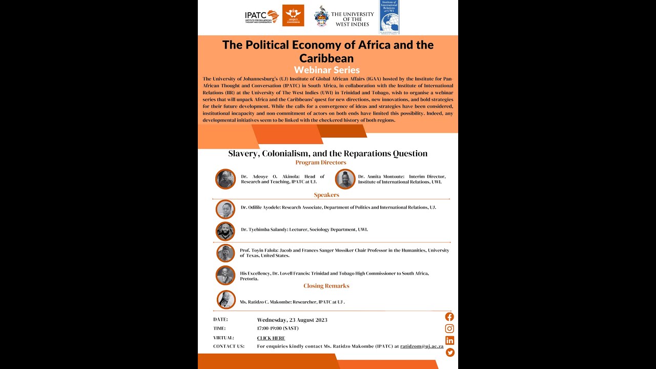 WEBINAR SERIES | PART 1: "Slavery, Colonialism, and the Reparations Question"