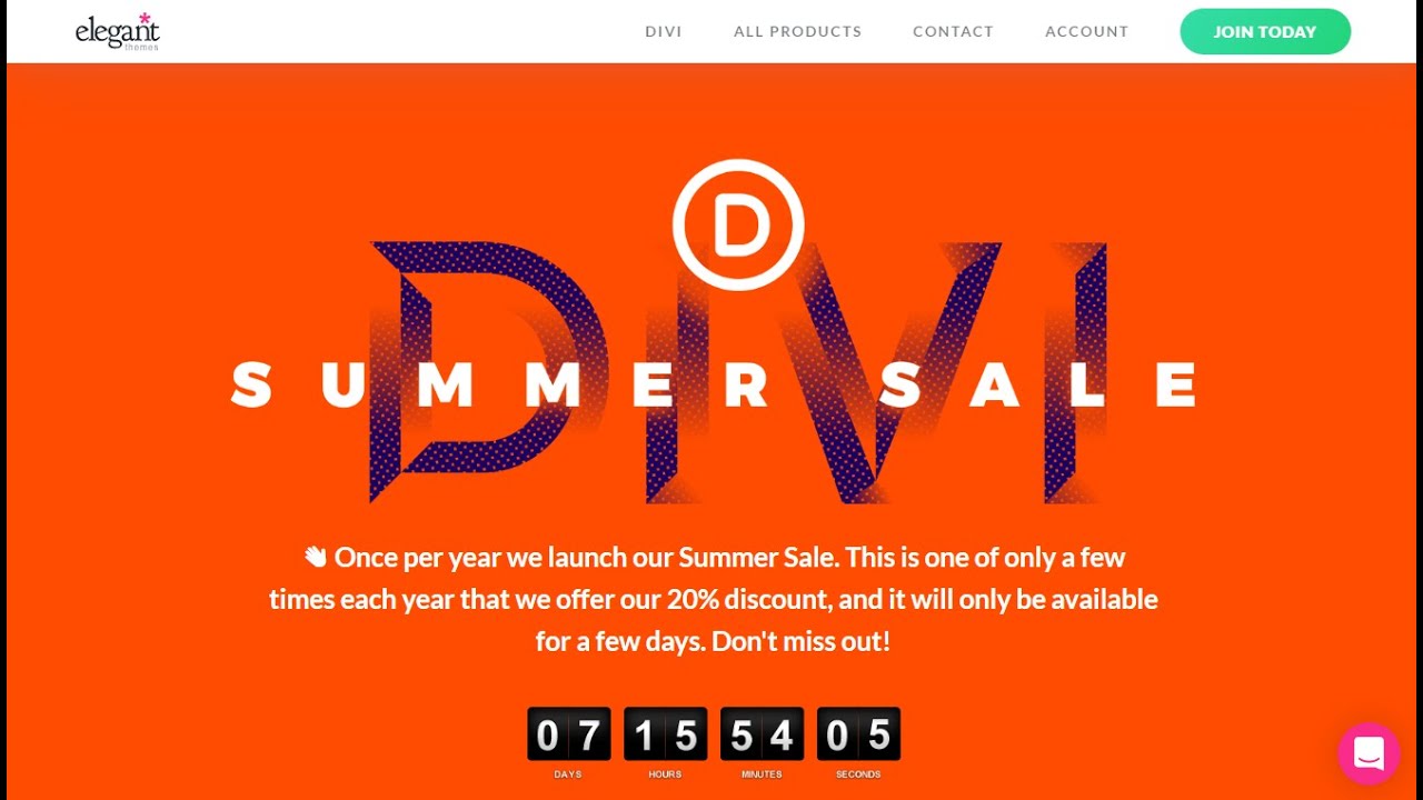 Divi Summer Sale! Get Divi Elegant Themes & Plugins Flat 20% OFF Discount...