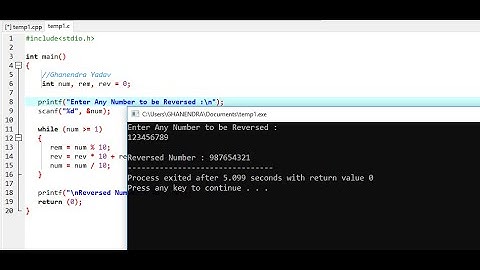 C Program To Reverse A Number Using While Loop || C Programming