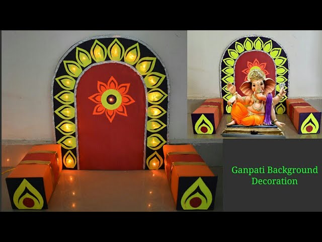 Ganpati Decoration Ideas | Ganpati Background Decoration With Paper |Eco  Friendly Ganpati Decoration - YouTube