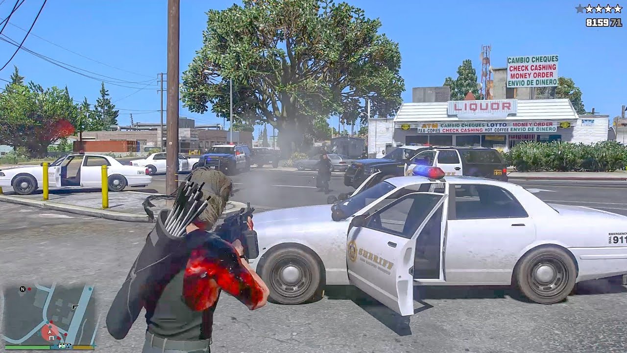 GTA 5 - Rambo's Sherif Police Station Rampage + Five Star Escape - YouTube