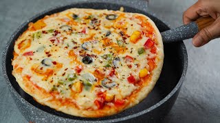 Pan Pizza Recipe On Fry Pan | Eggless Cheesy Pan Pizza | Easy Pizza Recipe Without Oven | N'Oven