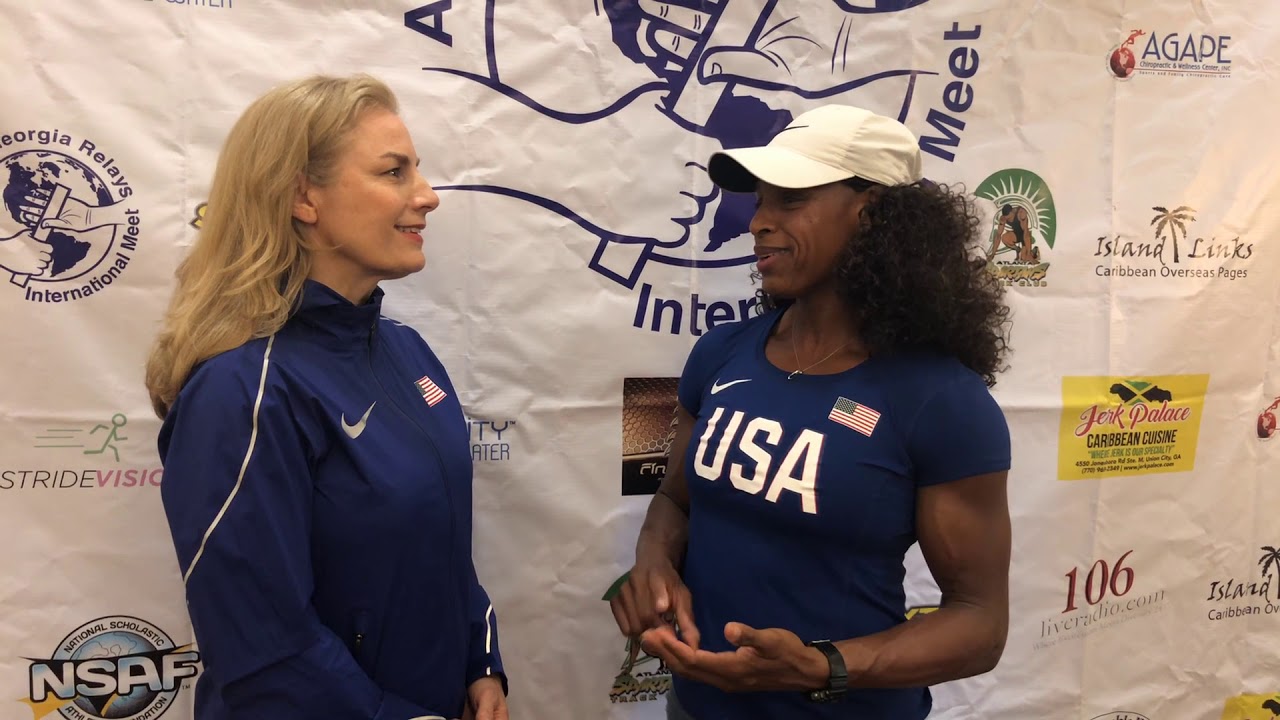Toccata Marie, masters track athlete, competes in the 2019 Atlanta Relays YouTube