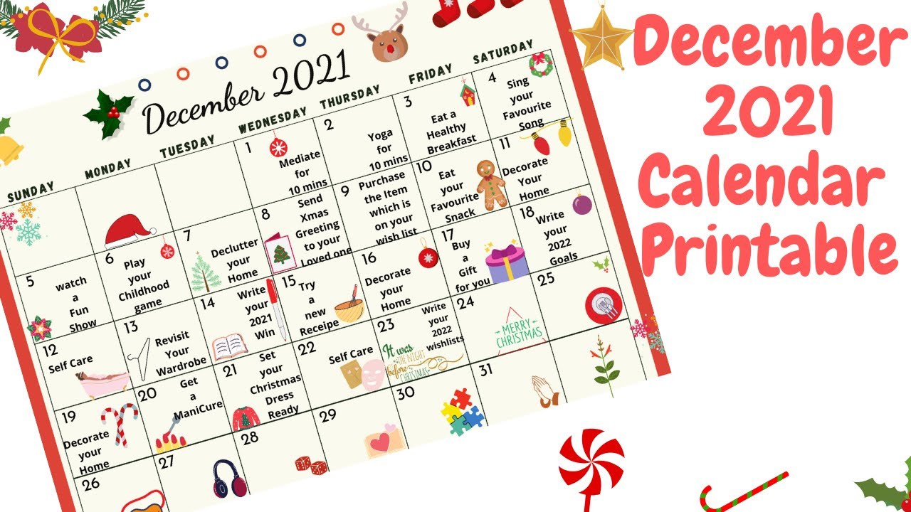 December 2021 Calendar printable