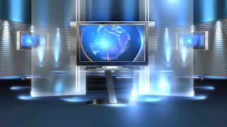 free virtual news studio background virtual set blue long HD