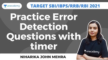 Practice Error Detection Questions with timer - 2 |IBPS/SBI/RBI/RRB 2021||Niharika John Mehra