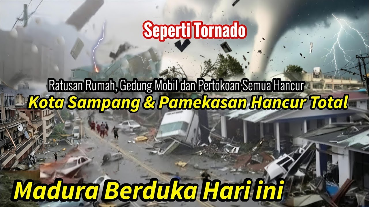 DETIK² TORNADO HANCURKAN KOTA SAMPANG & PAMEKASAN MADURA, RATUSAN RUMAH & MOBIL HANCUR, 6 MARET 2026