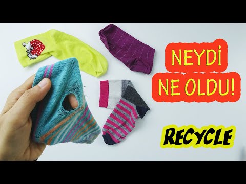 YIRTIK ESKİ TEK KALMIŞ ÇORAPLARLA İNANILMAZ DEKORASYON ÜRÜNÜ!(Eski Çorapların Geri Dönüşümü) Recycle