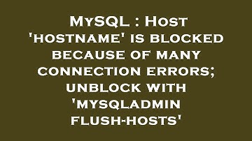 MySQL : Host 