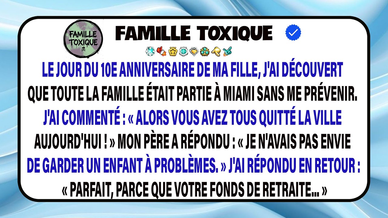 Le Jour Des 10 Ans De Ma Fille, Je Découvre Que Toute La Famille Est Partie À Miami Sans Moi.