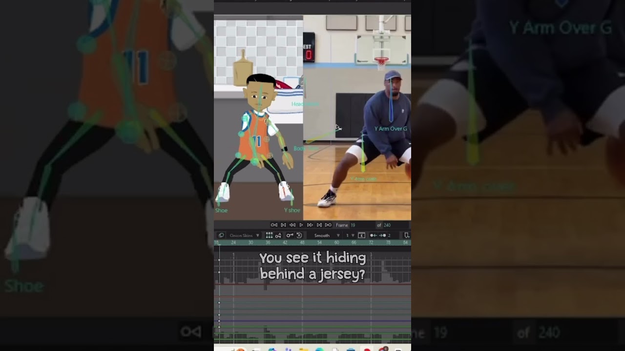 Анимация Lil Ron Ron, играющего в баскетбол в Moho