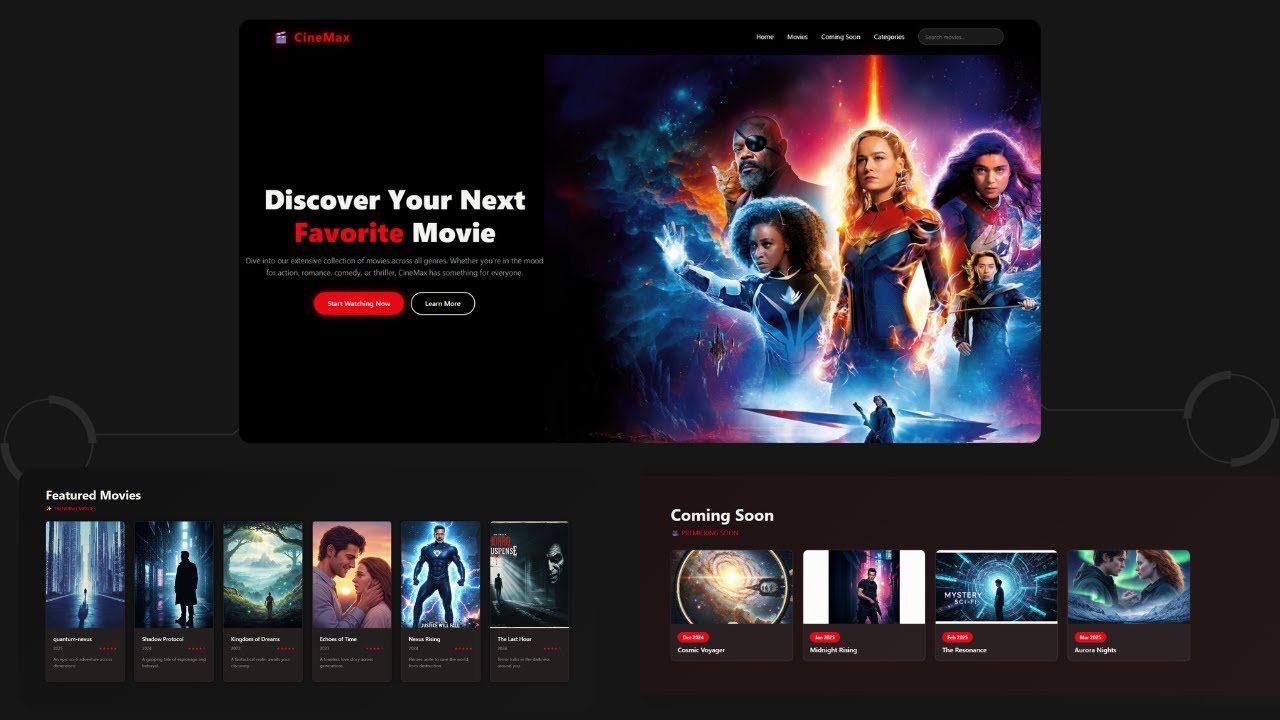 How to create Movie website using html css | Project for beginners ...