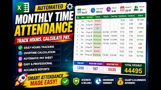 Monthly Time Attendance Management in Excel | Automatic Late & Overtime Calculation