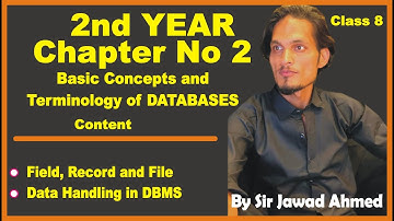 2nd year computer chapter 2 |  Field Record and File | Data handling in DBMS