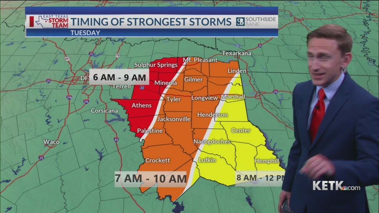 Monday Evening: Severe Weather Expected Tuesday Morning