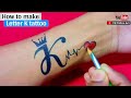 Stylish k letter tattoo with crown and heart  k name tattoo  k tattoo