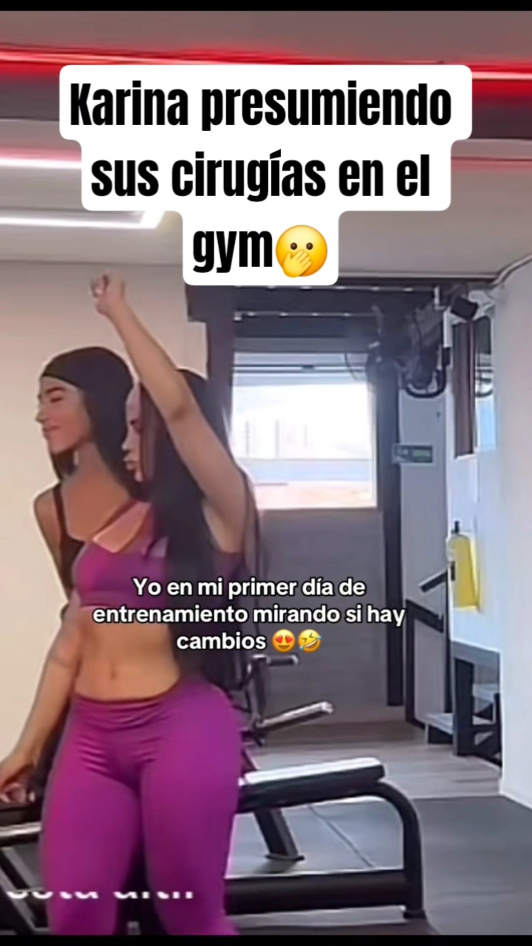 Karina García presumiendo sus cirugías junto con su hija en el gimnasio en Medellin. uds que opinan?