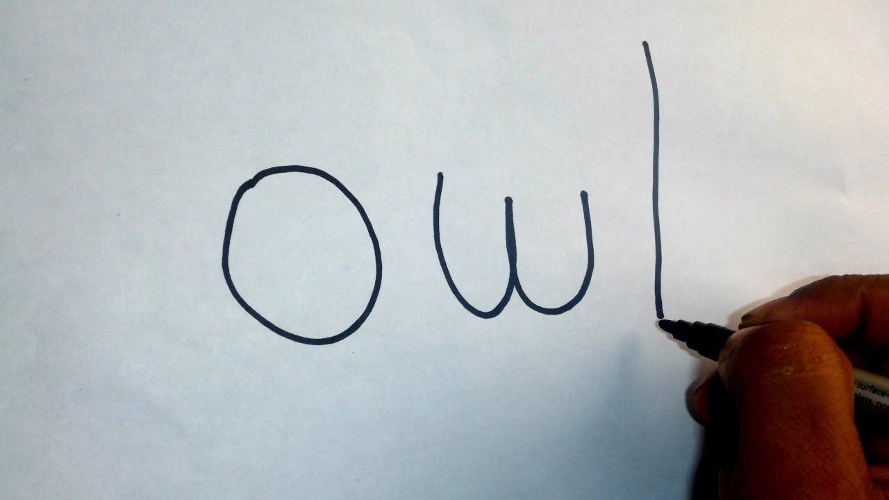 Very easy ! How to turn word "owl " into a Cartoon owl ( wordtoon