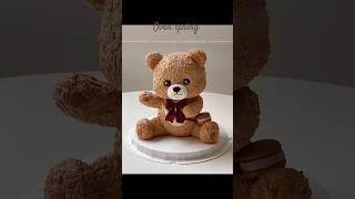 Teddy bear cake tutorial | How to make teddy bear cake with whip cream shorts viral shortsvideo