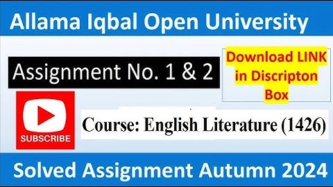 ⏩ AIOU Code 1426 Solved Assignment No.1 & 2 Autumn 2024 || Subject: English Literature || B.Com/ BA