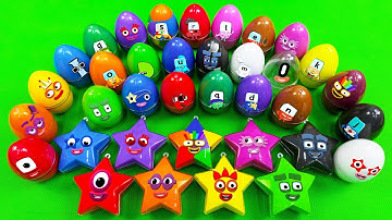 Looking Numberblocks, Alphablocks, Alphabet Lore with Dinosaur Eggs, Star, Bags SLIME Coloring, ASMR