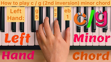 Piano Lesson 142: How to play c/g (2nd inversion) minor chord with the left hand tutorial