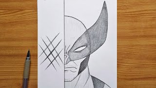 how to draw Wolverine half face | Wolverine Marvel step by step | easy drawing