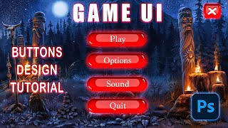 Famous Game Button UI Design Photoshop Tutorial | Game Button Design Photoshop Wealth