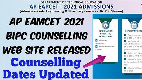 AP EAMCET 2021 BIPC Counselling website Released//Counselling Dates updated-Certificate verification