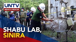 Mga kagamitan sa mega shabu lab sa Virac, Catanduanes, sinira ng PNP, PDEA at DOJ