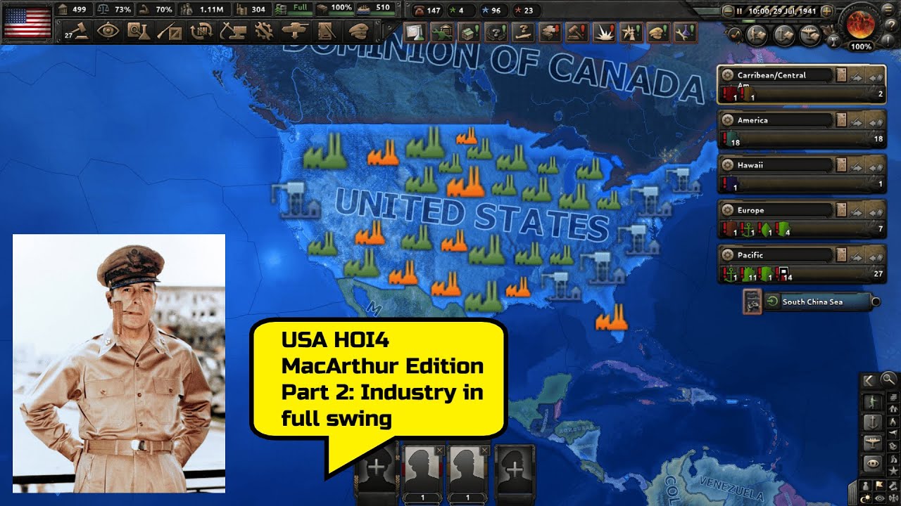 Hearts of Iron IV USA (MacArthur edition!) Part 2 - Industry in full ...