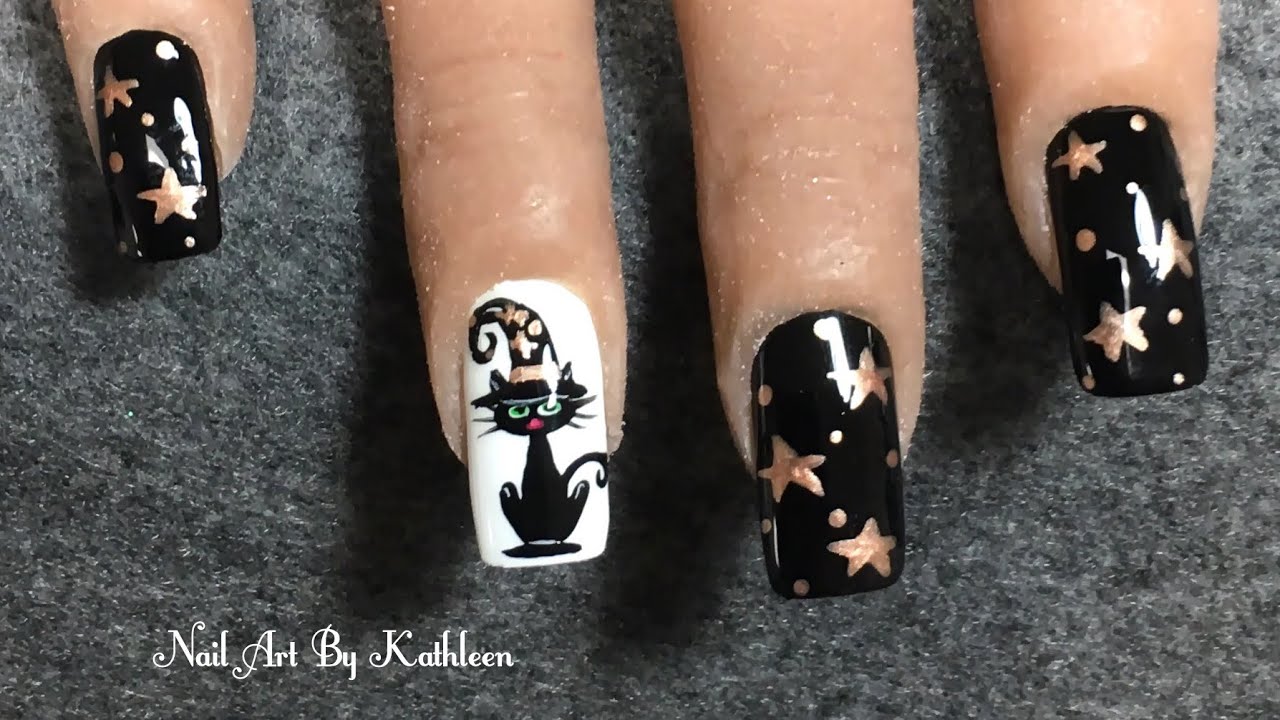 5. Witchy Black Cat Nails - wide 2