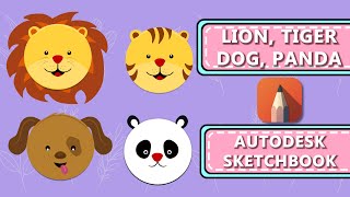 LION, TIGER, DOG, PANDA | Digital Painting | FOR KIDS | Autodesk Sketchbook Mobile App | Ankita Shri screenshot 5