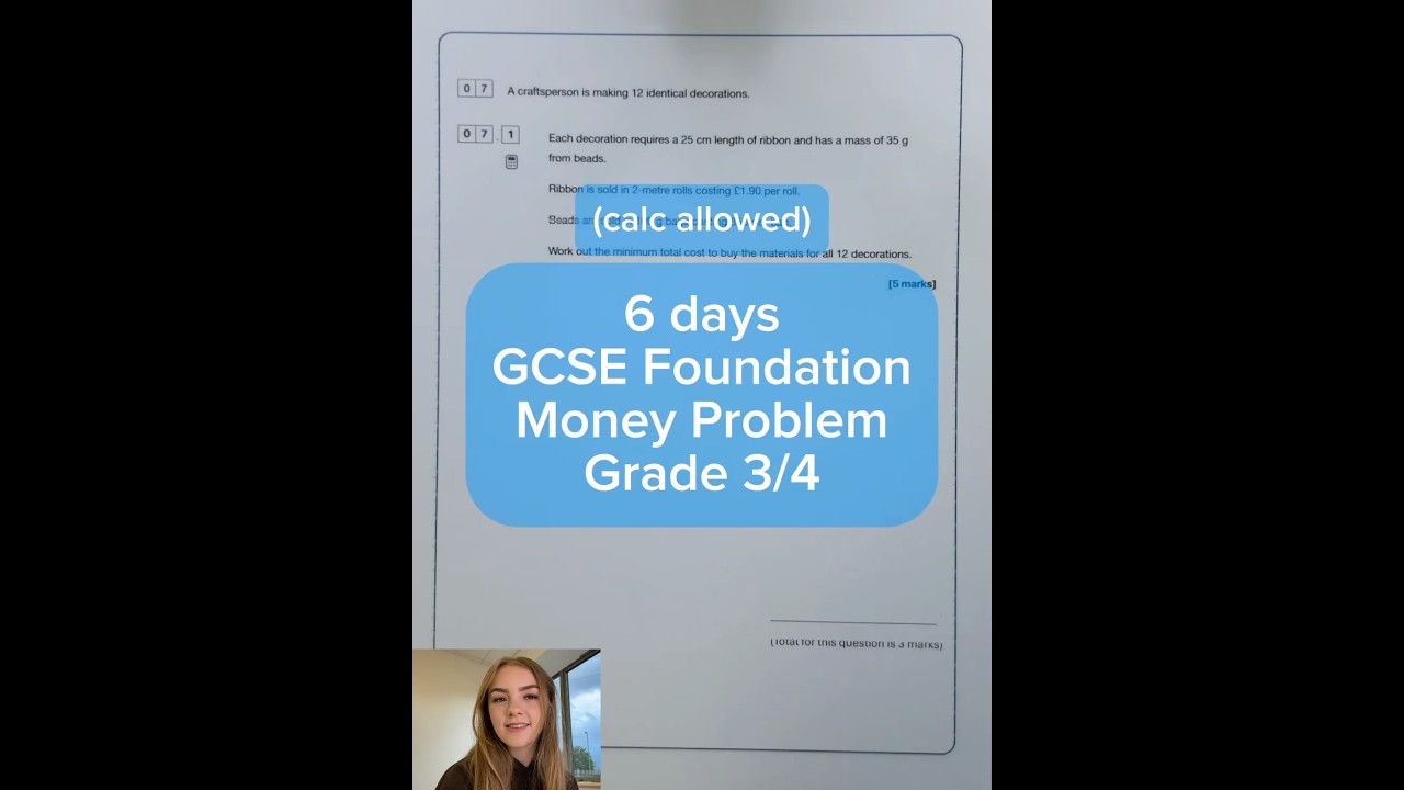 6 days to go - GCSE Foundation Maths - Money Problem - Grade 3/4 #gcse #maths #revision