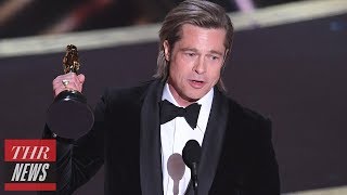 Brad Pitt Calls Out John Bolton During Oscars Acceptance Speech | THR News
