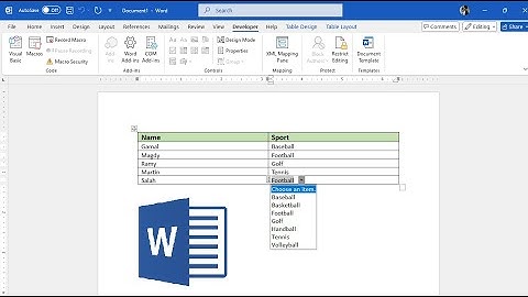 How to Insert table and fill data from dropdownlist in Microsoft Word