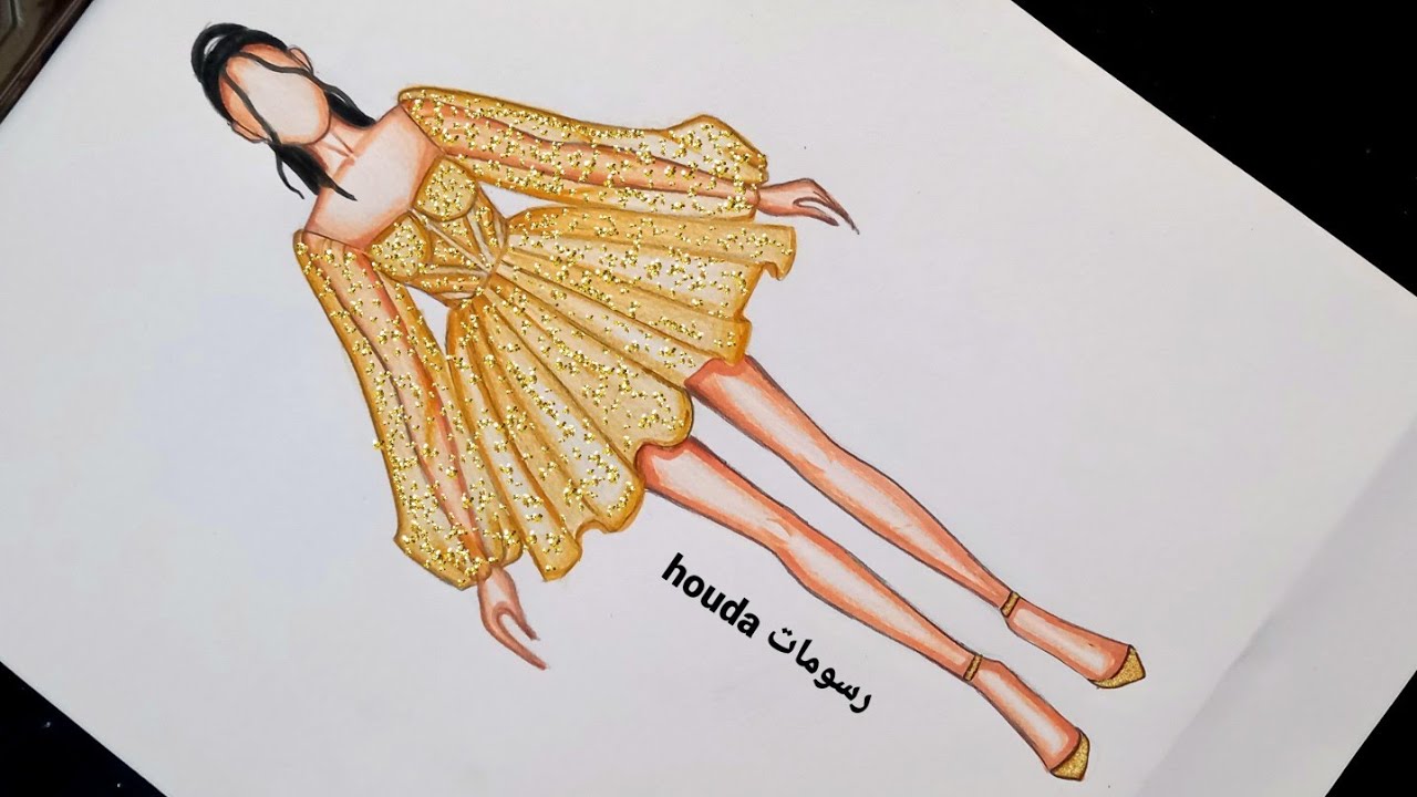 رسم فستان النجمة التركية سو بورجو يازجي بطلة مسلسل إخوتي/ Drawing of Su Burgu Yazgi dress
