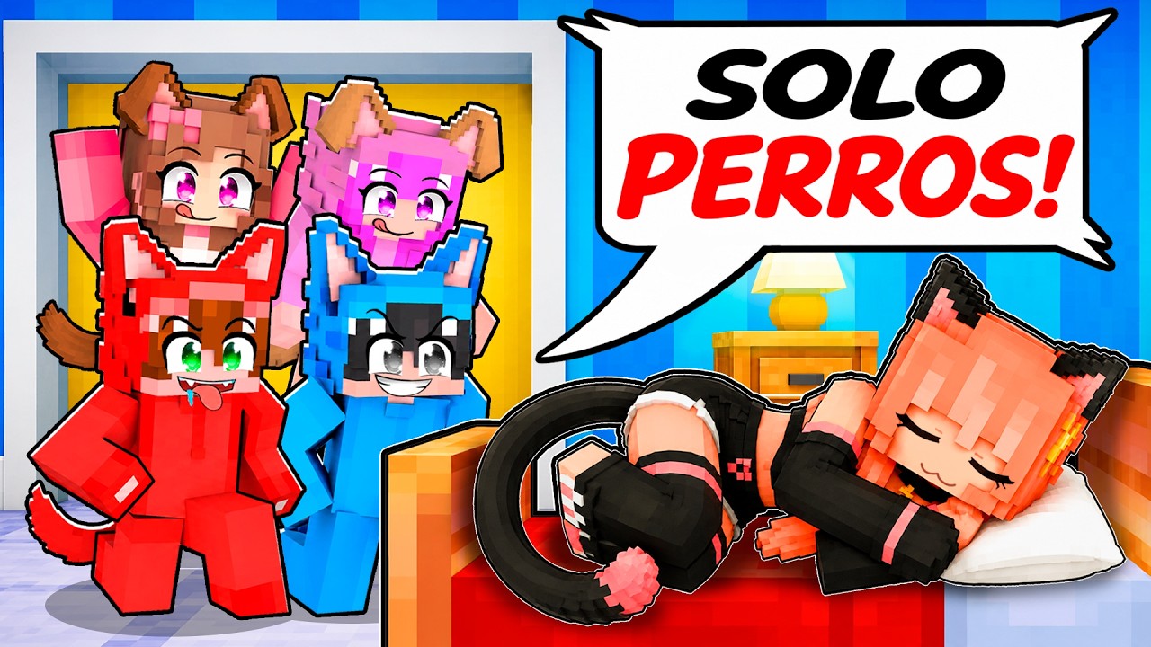 UNA CHICA GATO vs SOLO PERROS en una PIJAMADA de Minecraft!