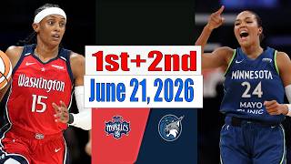 Minnesota Lynx vs Washington Mystics 1st+2nd Qtr Highlights June 21,2026 WNBA 2026