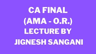 CA Final OR Assignment Problem Revision Lecture