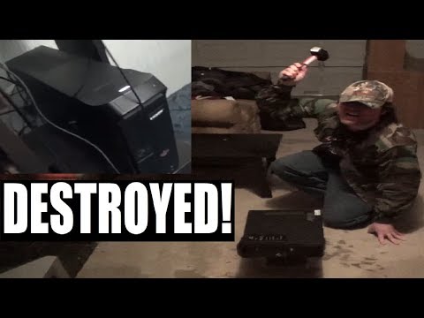 CRAZY REDNECK DESTROYS COMPUTER WITH SLEDGE HAMMER!