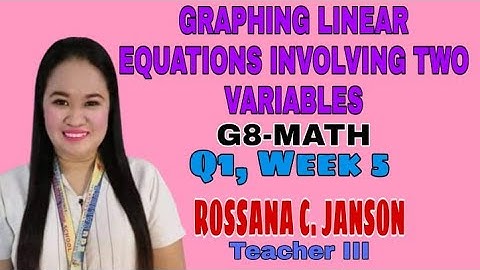 GRAPHING LINEAR EQUATIONS INVOLVING TWO VARIABLES: G8-MATH Q1, Week 5 (by ROSSANA C. JANSON)