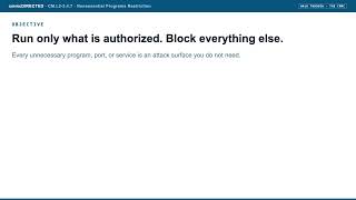 cmmcDIRECTED: CM.L2-3.4.7 Nonessential Programs Restriction (CMMC walk-through)