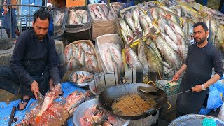 Fish cutting Skill | fish fry Recipe | Famous street food of Jalalabad Afghanistan | Tawa fish