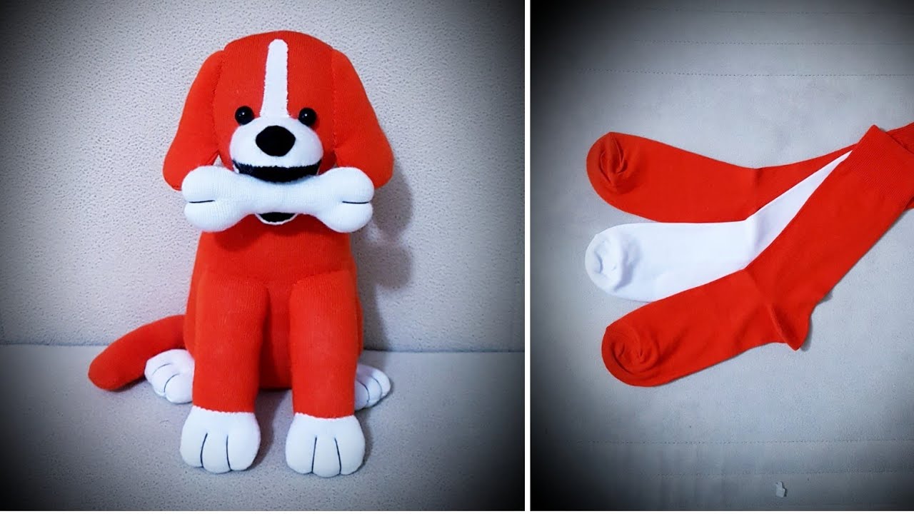 👌ИЗГОТОВЛЕНИЕ СОБАКИ С КОСТЬЮ ВО РТА ИЗ НОСОВ😍Никто не поверил, что она сделана из носков💯Мой дизайн