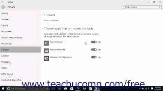 Windows 10 Tutorial Contacts Privacy Settings Microsoft Training