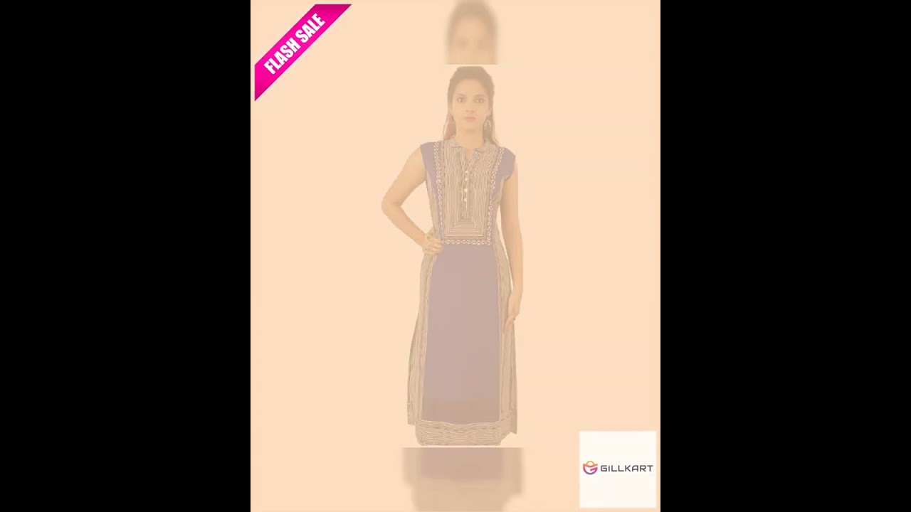 Women's Cotton Mix Kurtis (Black, L)