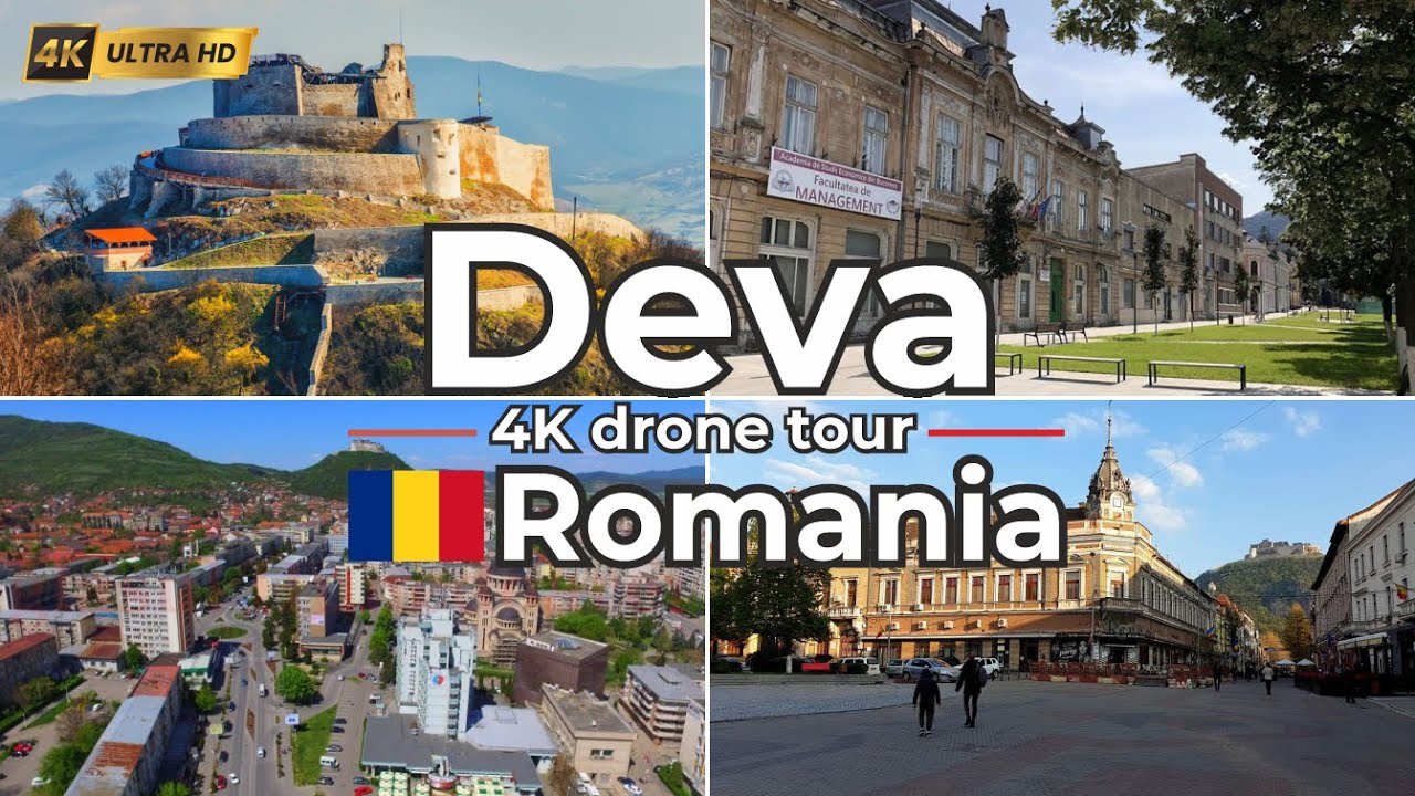 🇷🇴 Дева, Румыния – 4K-тур с дрона – Живописный вид на исторический город