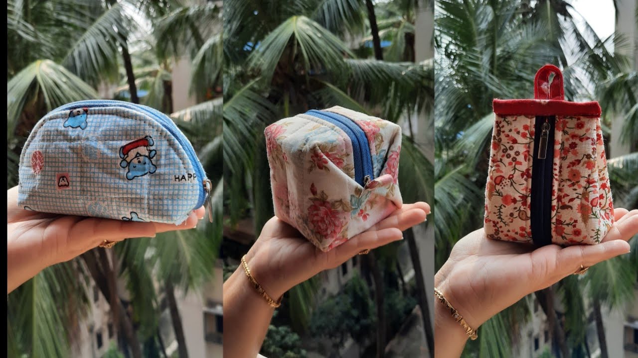 #SOULArt #DIYCuteGiftPouches , Cute Coin Pouches Sewing Tutorial, Half Moon Pouch, Cube Box Pouch