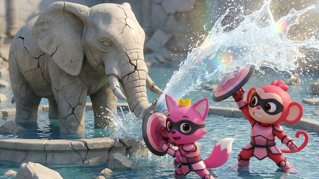 Water Battle Fun! Pinkfong and Friends Take on the Elephant! 💦🐘 | Pinkfong Animation